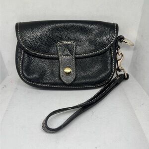 Dooney & Bourke Black Pebble Leather Wristlet Purse Wallet